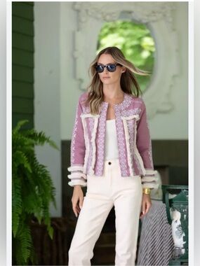 Julia Amory Fringe Jacket - XS - Dusty Pink